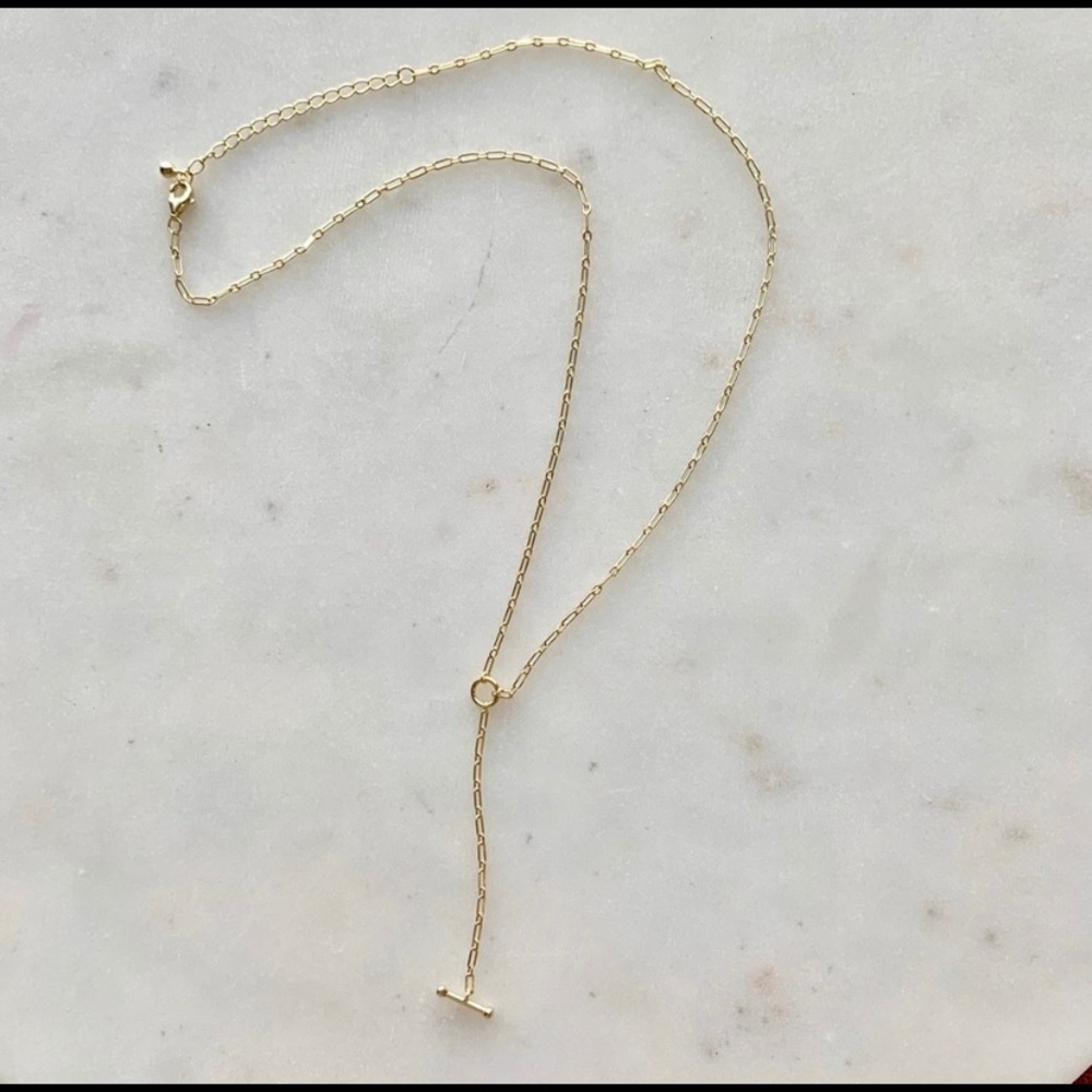 14k gold plated drop necklace NWB